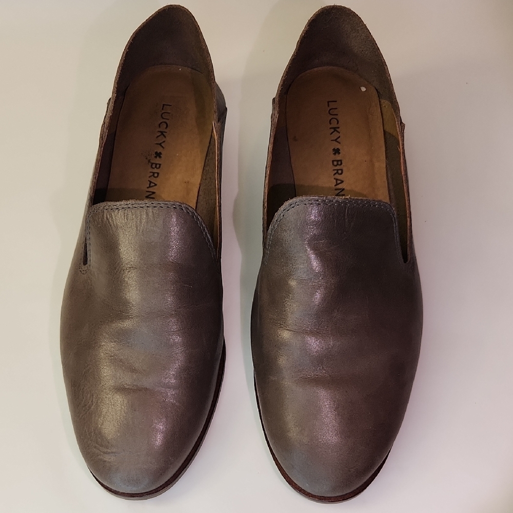 Lucky Brand Loafers - Smooth Leather Flats - Minimalist Design- Fits 6.5 - 7
